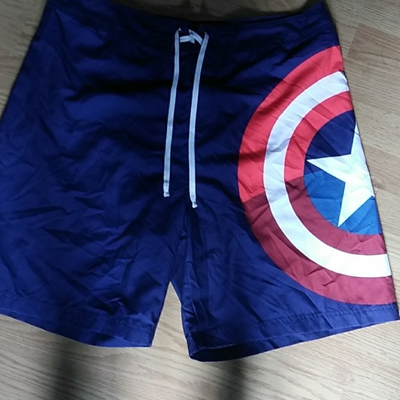 captain america swim trunks mens